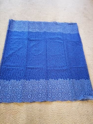 Blue African Lace/Wedding Lace/ Tulle Lace/ French Lace Fabric sold by 5 Yards - Thumbnail 10
