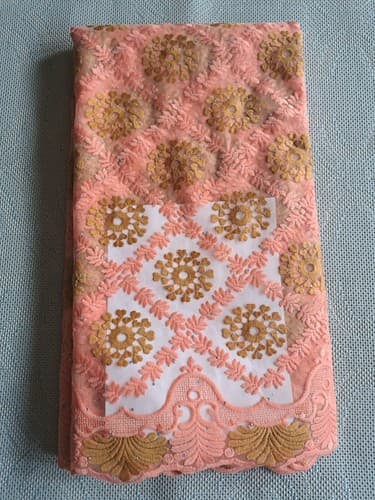 African Lace Fabric/Wedding Lace/ Tulle Lace/ French Lace sold by 5 Yards - Thumbnail 2