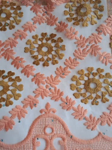 African Lace Fabric/Wedding Lace/ Tulle Lace/ French Lace sold by 5 Yards - Thumbnail 4