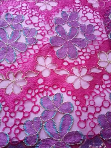 African Lace Fabric /Wedding Lace/ Tulle Lace/Pink Lace sold by 5 Yards - Thumbnail 6