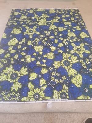 Cotton Polyester African Fabric Wax Print Sold bea by 6 Yards - Thumbnail 4