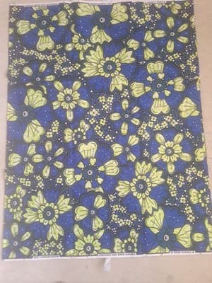 Cotton Polyester African Fabric Wax Print Sold bea by 6 Yards - Thumbnail 3