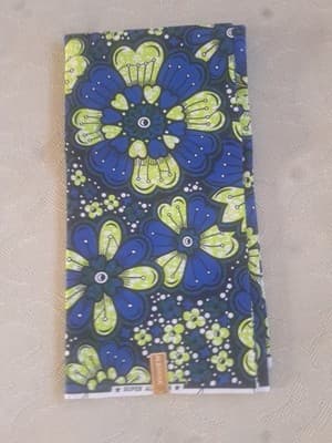 Cotton Polyester African Fabric Wax Print Sold bea by 6 Yards - Thumbnail 2
