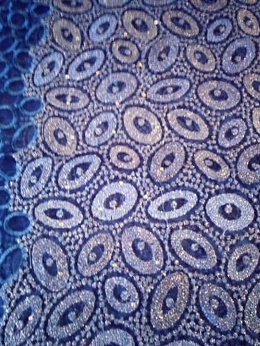 Blue African Lace/Wedding Lace/ Tulle Lace/ French Lace Fabric sold by 5 Yards - Thumbnail 9