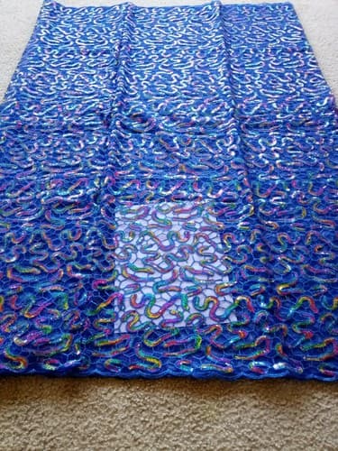 African Lace Fab/Wedding Lace/ Tulle Lace/ French Lace Fabric sold by 5 Yards - Thumbnail 8