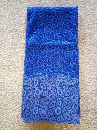 Blue African Lace/Wedding Lace/ Tulle Lace/ French Lace Fabric sold by 5 Yards - Thumbnail 2