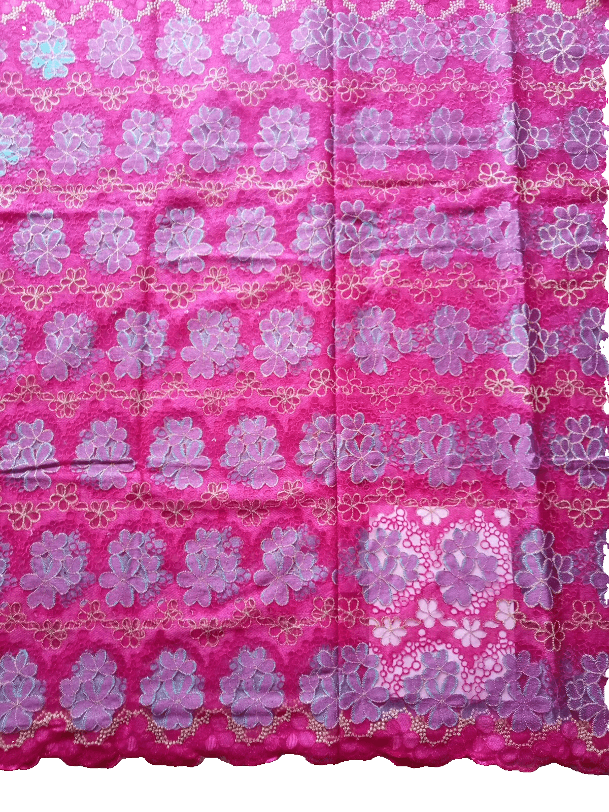 African Lace Fabric /Wedding Lace/ Tulle Lace/Pink Lace sold by 5 Yards - Thumbnail 4
