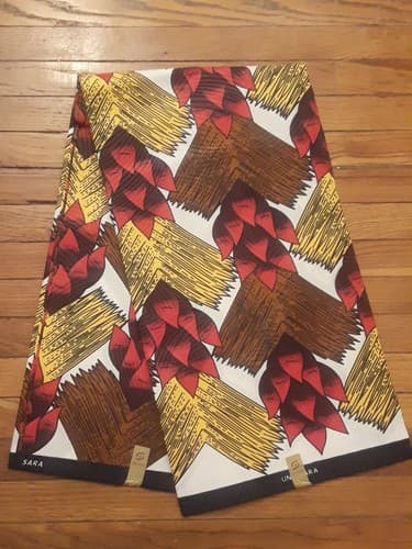 Cotton Polyester African Fabric Wax Print Sold bea by 6 Yards - Image 1