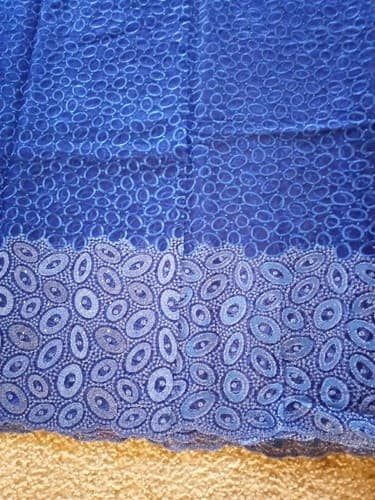 Blue African Lace/Wedding Lace/ Tulle Lace/ French Lace Fabric sold by 5 Yards - Thumbnail 12