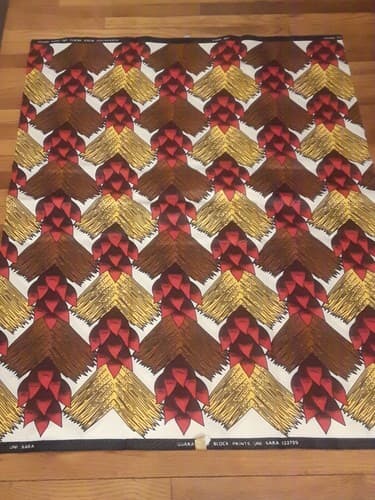 Cotton Polyester African Fabric Wax Print Sold bea by 6 Yards - Thumbnail 4