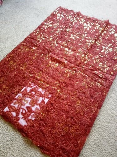 African Lace/Wedding Lace/ Tulle Lace/ French Lace Fabric sold by 5 Yards - Thumbnail 6