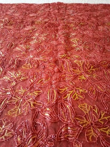 African Lace/Wedding Lace/ Tulle Lace/ French Lace Fabric sold by 5 Yards - Thumbnail 8