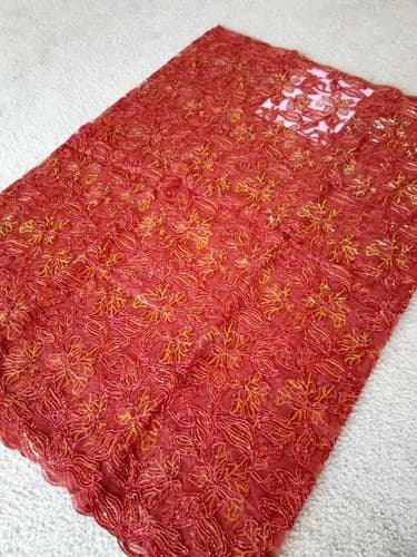 African Lace/Wedding Lace/ Tulle Lace/ French Lace Fabric sold by 5 Yards - Thumbnail 7