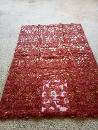 African Lace/Wedding Lace/ Tulle Lace/ French Lace Fabric sold by 5 Yards - Thumbnail 5