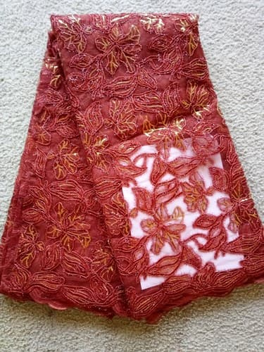African Lace/Wedding Lace/ Tulle Lace/ French Lace Fabric sold by 5 Yards - Image 1