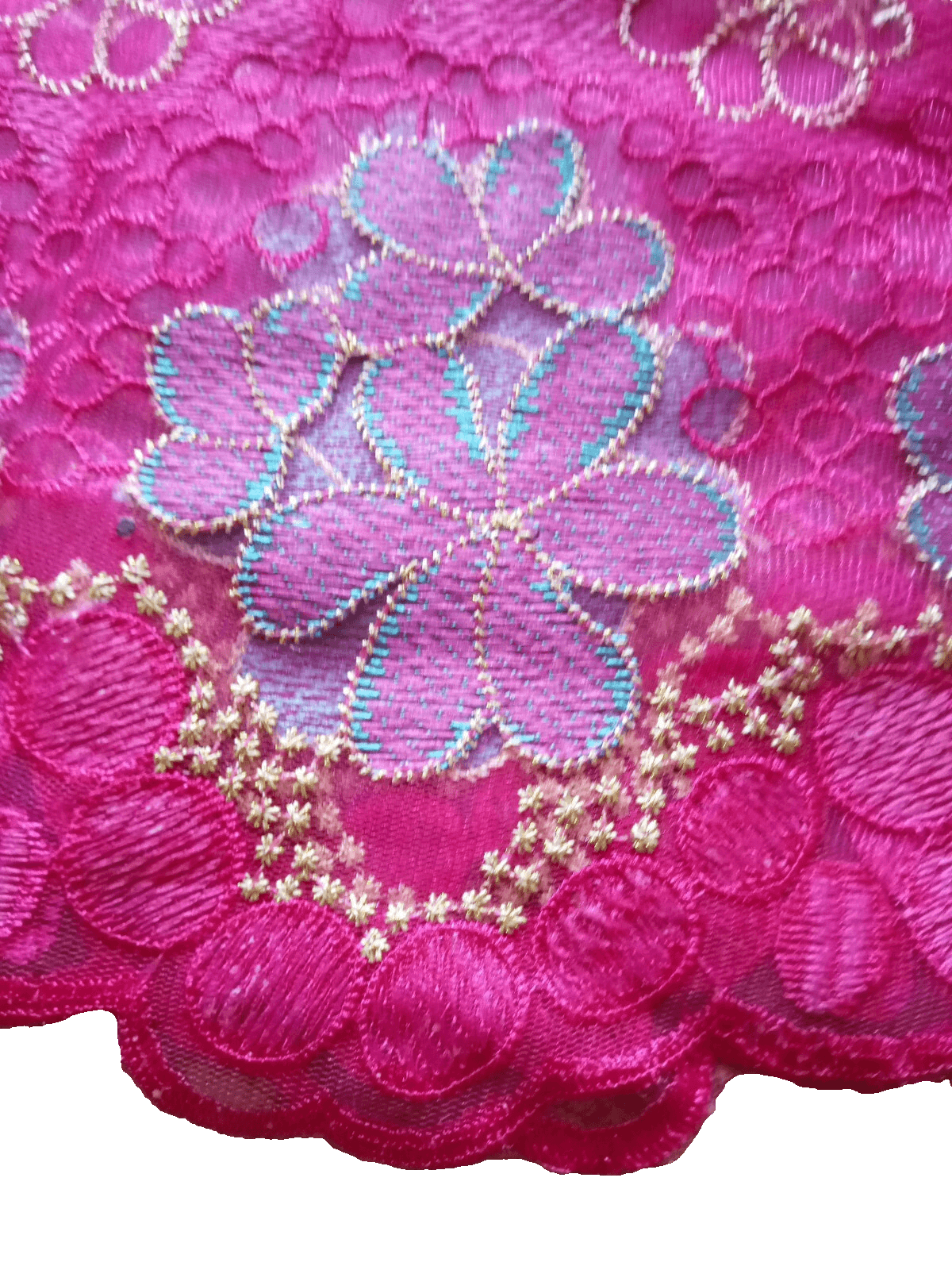 African Lace Fabric /Wedding Lace/ Tulle Lace/Pink Lace sold by 5 Yards - Thumbnail 7