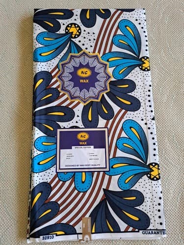 Cotton Polyester African Fabric Wax Print Sold bea by 6 Yards - Thumbnail 3