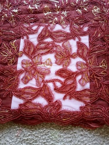 African Lace/Wedding Lace/ Tulle Lace/ French Lace Fabric sold by 5 Yards - Thumbnail 10