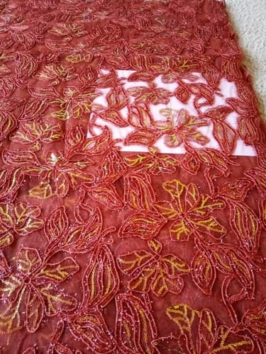 African Lace/Wedding Lace/ Tulle Lace/ French Lace Fabric sold by 5 Yards - Thumbnail 9