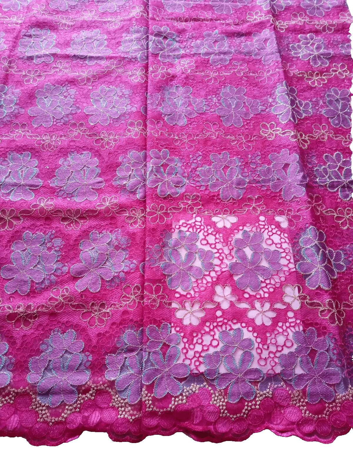 African Lace Fabric /Wedding Lace/ Tulle Lace/Pink Lace sold by 5 Yards - Thumbnail 5
