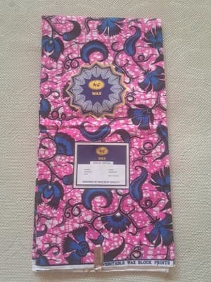 Cotton Polyester African Fabric Wax Print Sold bea by 6 Yards - Thumbnail 3