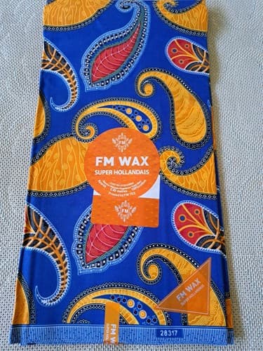 Cotton Polyester African Fabric Wax Print Sold bea by 6 Yards - Thumbnail 4