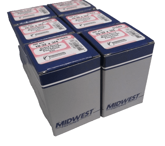 100 Pc MIdwest 10-32 x 3/4" Slotted Round Machine Screws Fine Thread Zinc 01682 - Thumbnail 2