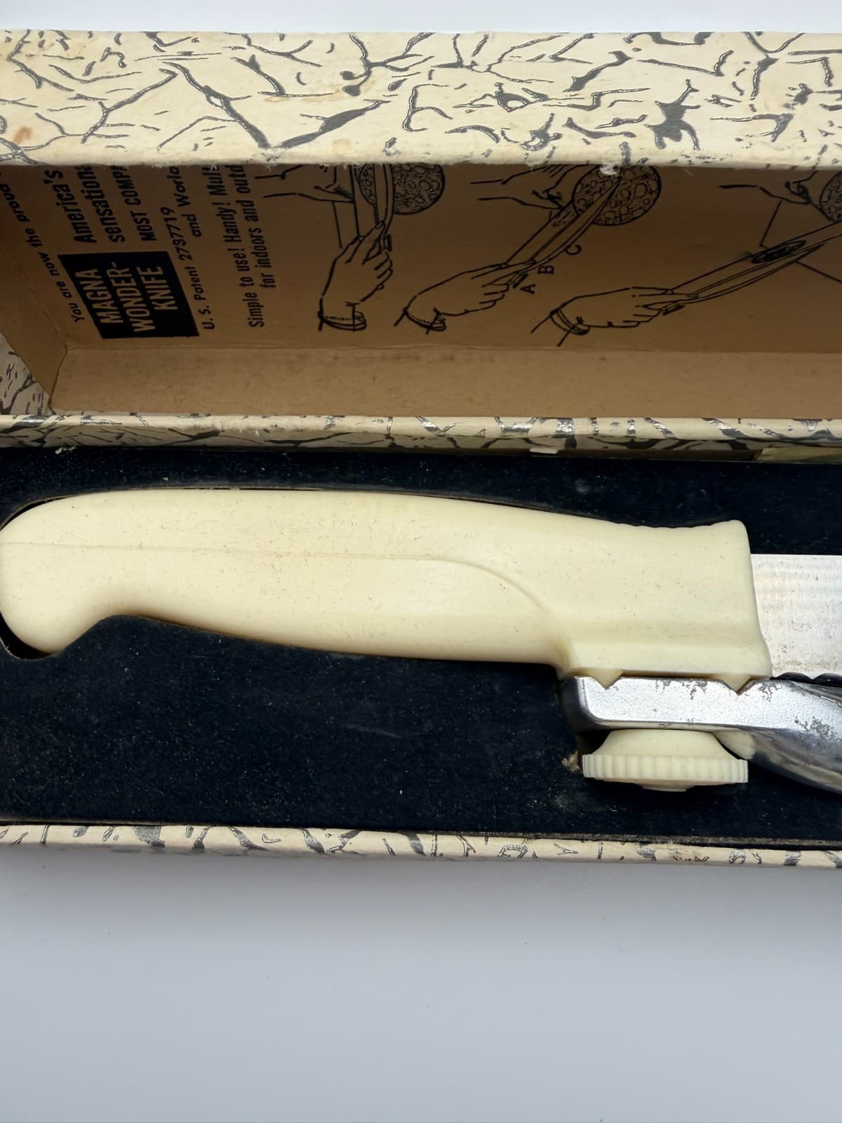 Vtg 1960’s Deluxe Adjustable MAGNA-WONDER KNIFE Compact Food Slicer Orginal Box - Thumbnail 4