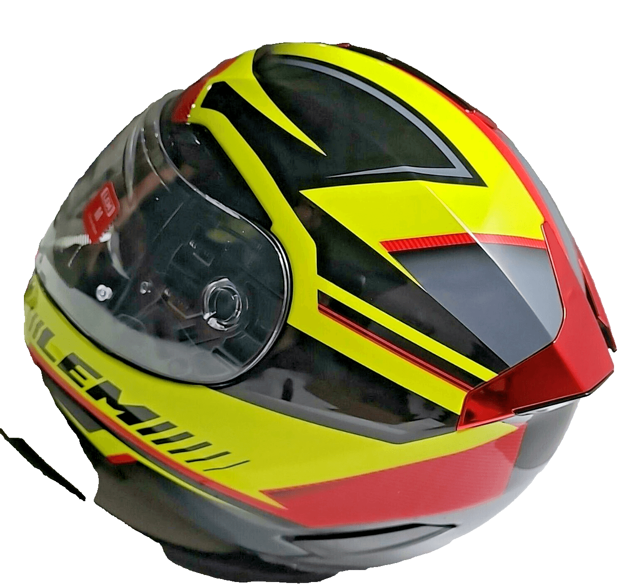 LEM Full Face Motorcycle Helmet Adult Med. DOT Lightweight Fiberglass Yellow Red - Thumbnail 6