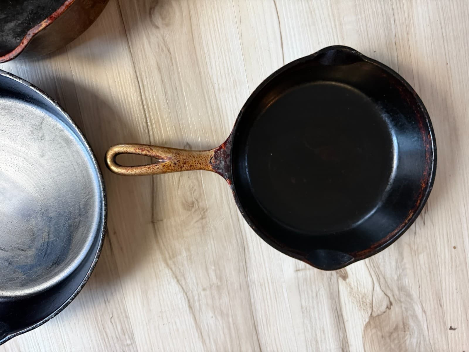 Vintage Wagner Ware Sidney O Cast Iron Skillet Lot- 4Pc Pans- Partially Restored - Thumbnail 11