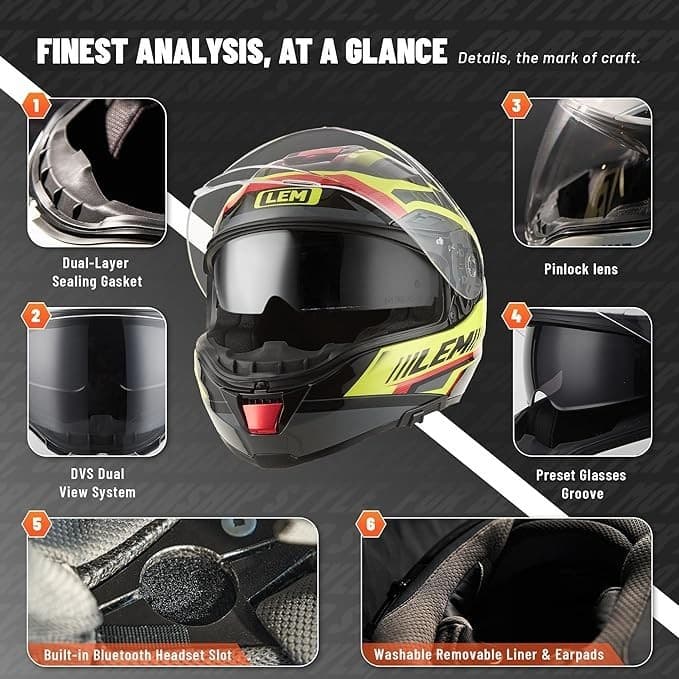LEM Paragon Full Face Motorcycle Helmet Adult Medium DOT Lightweight Red Black - Thumbnail 2