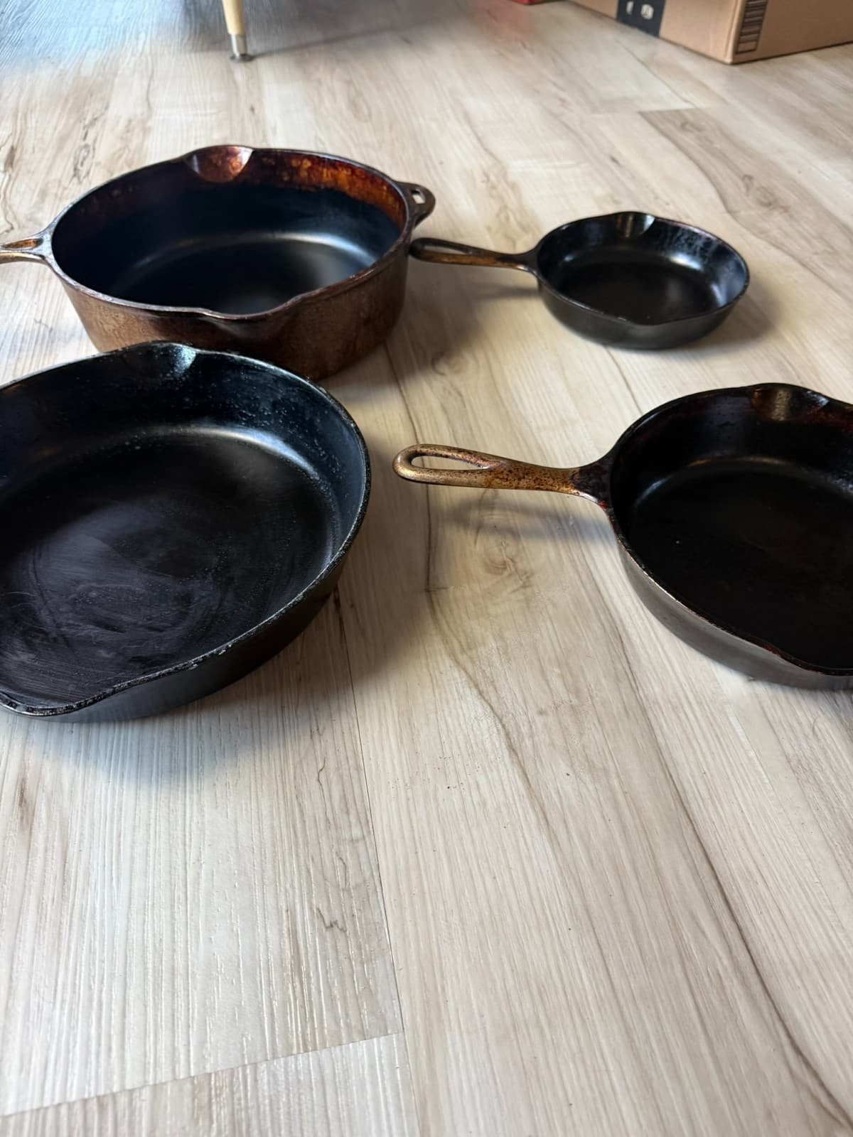 Vintage Wagner Ware Sidney O Cast Iron Skillet Lot- 4Pc Pans- Partially Restored - Thumbnail 13