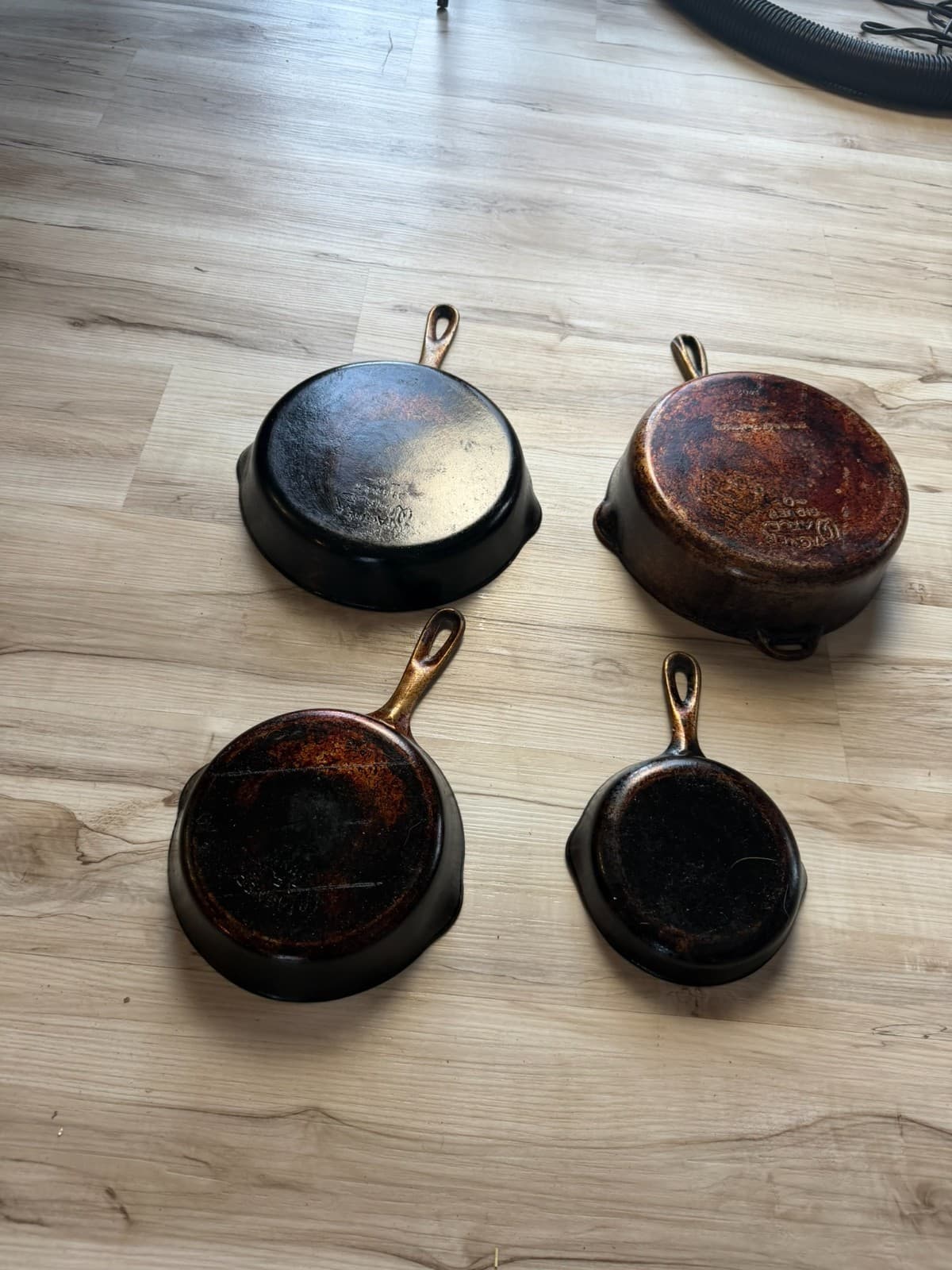 Vintage Wagner Ware Sidney O Cast Iron Skillet Lot- 4Pc Pans- Partially Restored - Thumbnail 18