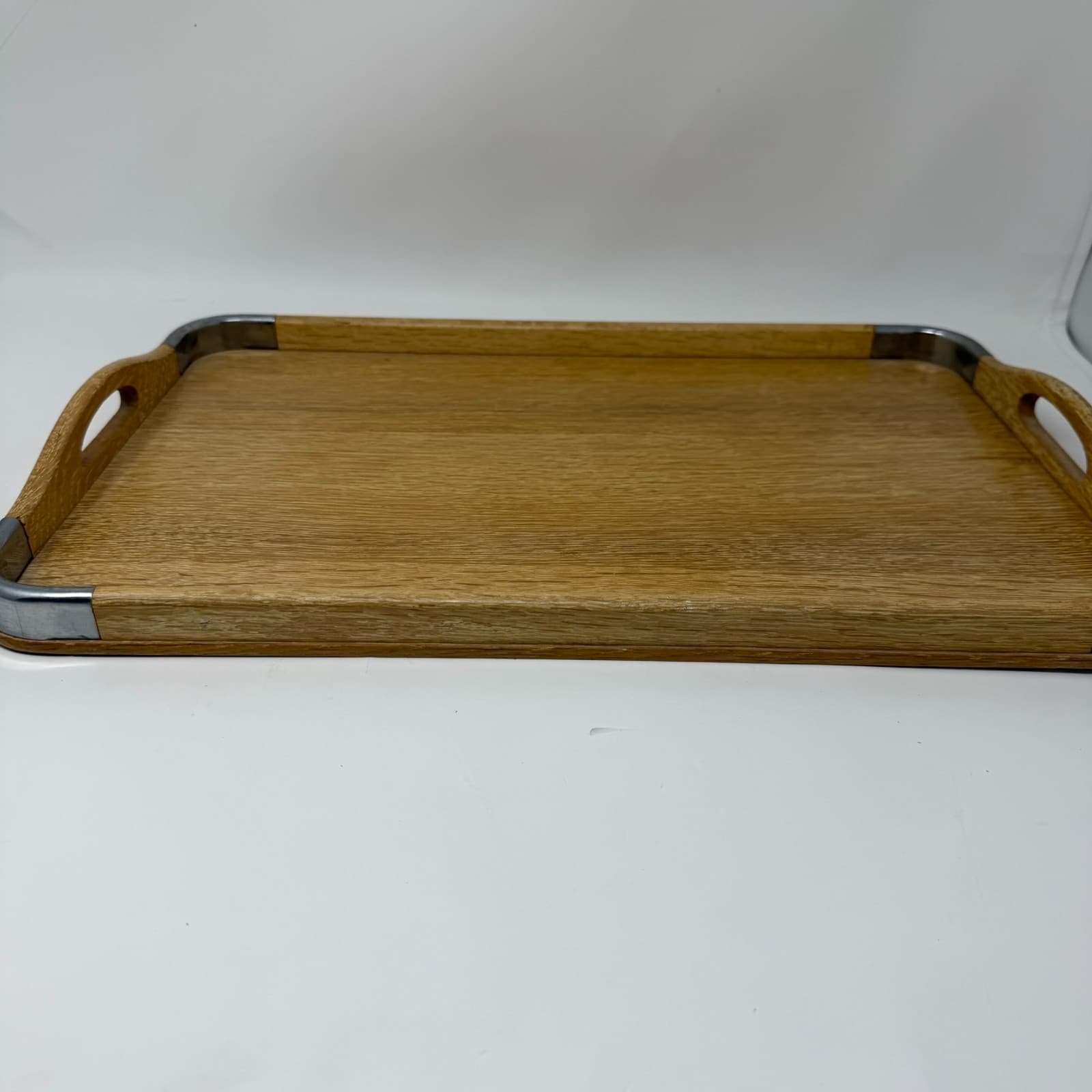 Vintage MCM Loro Line Wood and Metal Nesting Trays 2 Pc Made In Occupied Japan - Thumbnail 10