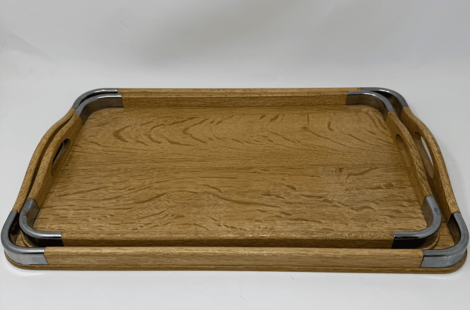 Vintage MCM Loro Line Wood and Metal Nesting Trays 2 Pc Made In Occupied Japan - Image 1