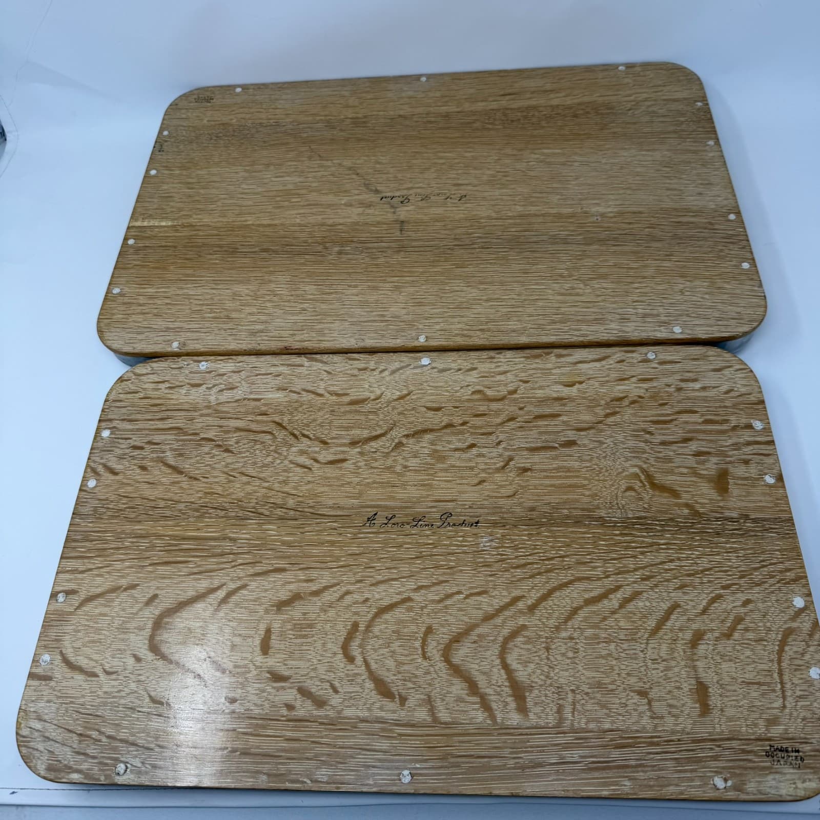 Vintage MCM Loro Line Wood and Metal Nesting Trays 2 Pc Made In Occupied Japan - Thumbnail 4