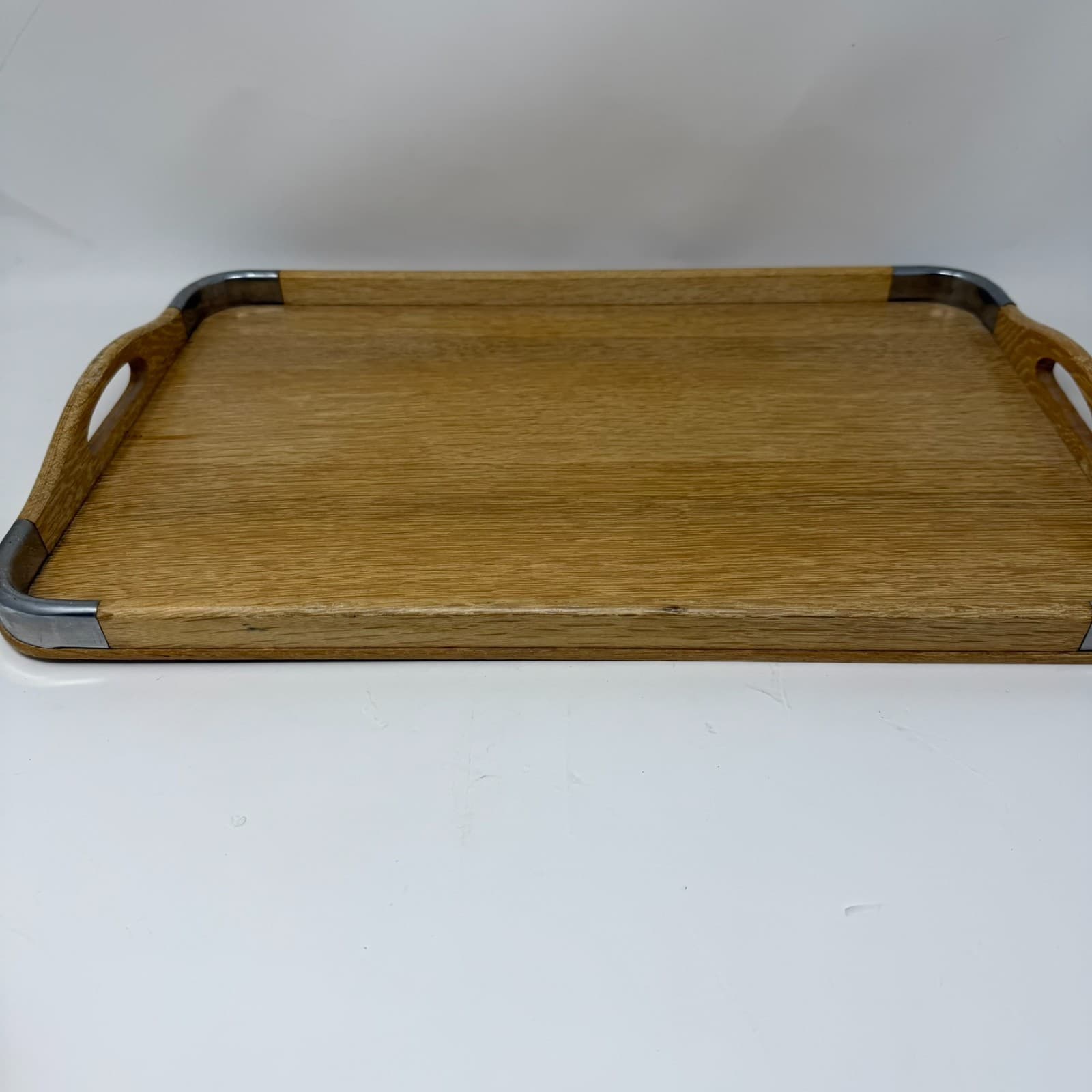 Vintage MCM Loro Line Wood and Metal Nesting Trays 2 Pc Made In Occupied Japan - Thumbnail 9