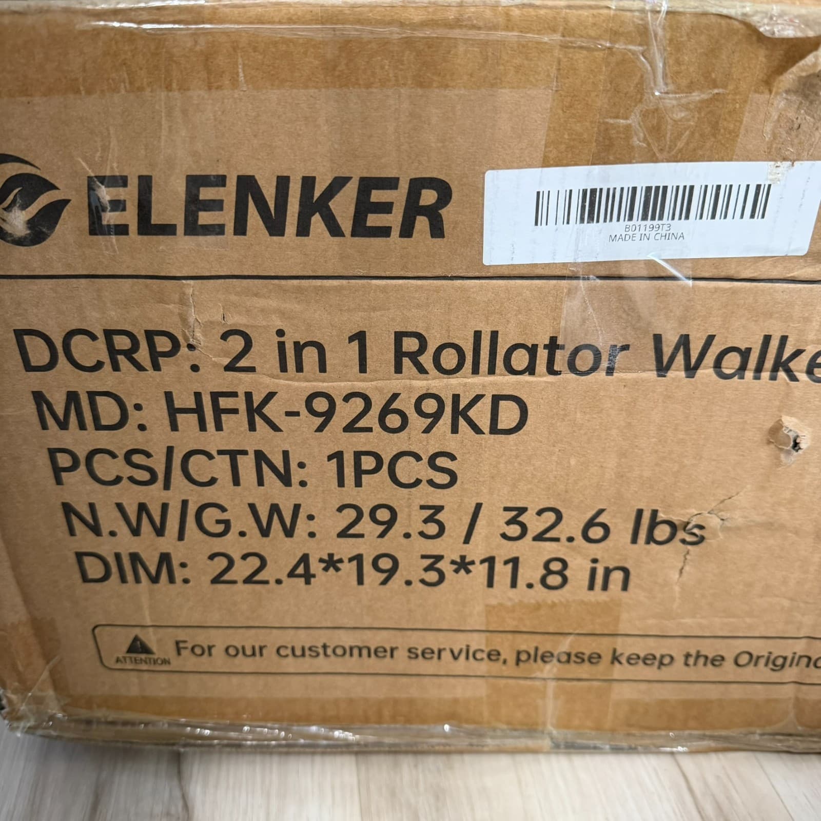 Elenker All Terrain 2 in 1 Rollator Walker & Transport Wheelchair HFK-9269D Red - Thumbnail 8