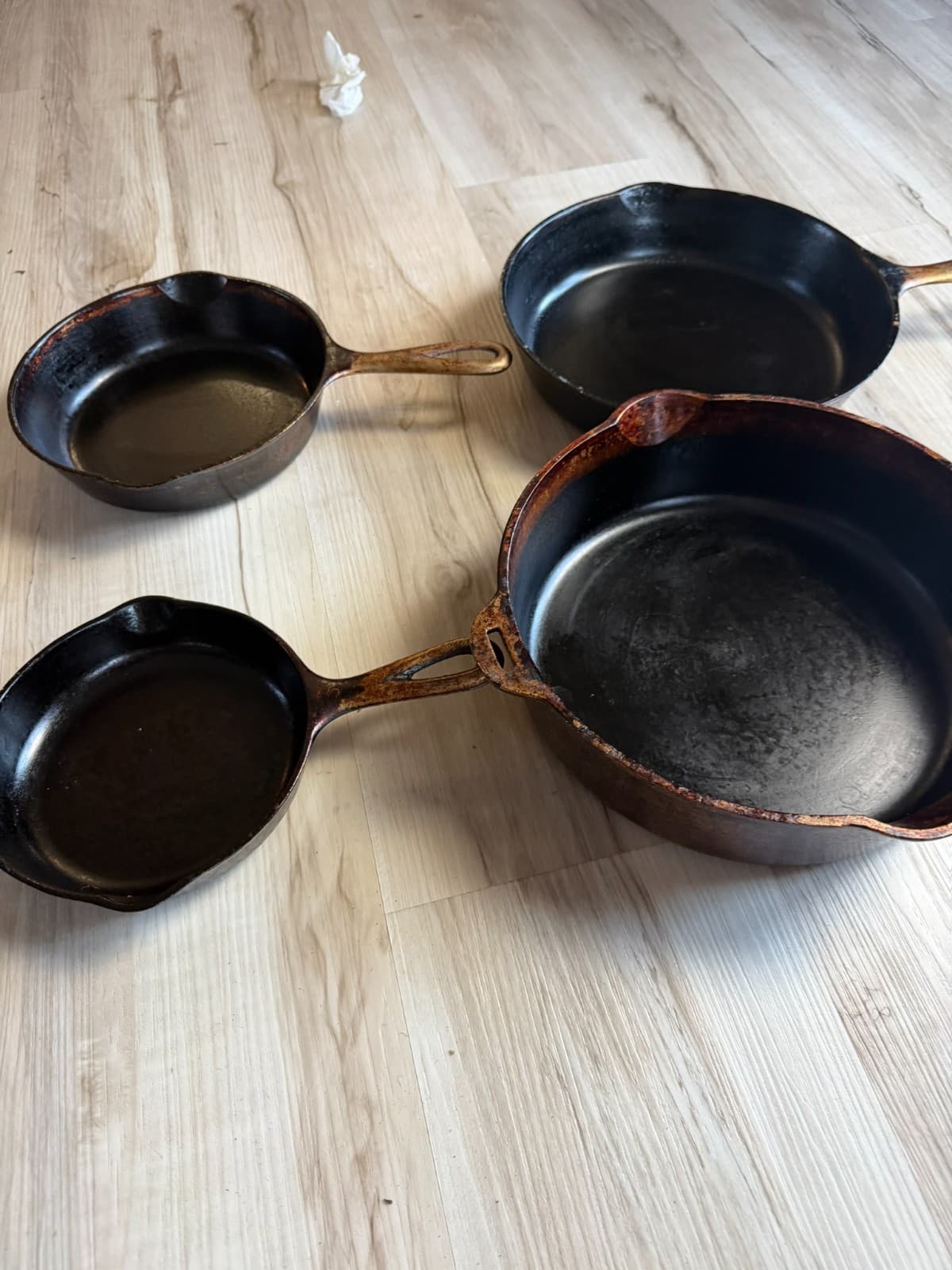 Vintage Wagner Ware Sidney O Cast Iron Skillet Lot- 4Pc Pans- Partially Restored - Thumbnail 12
