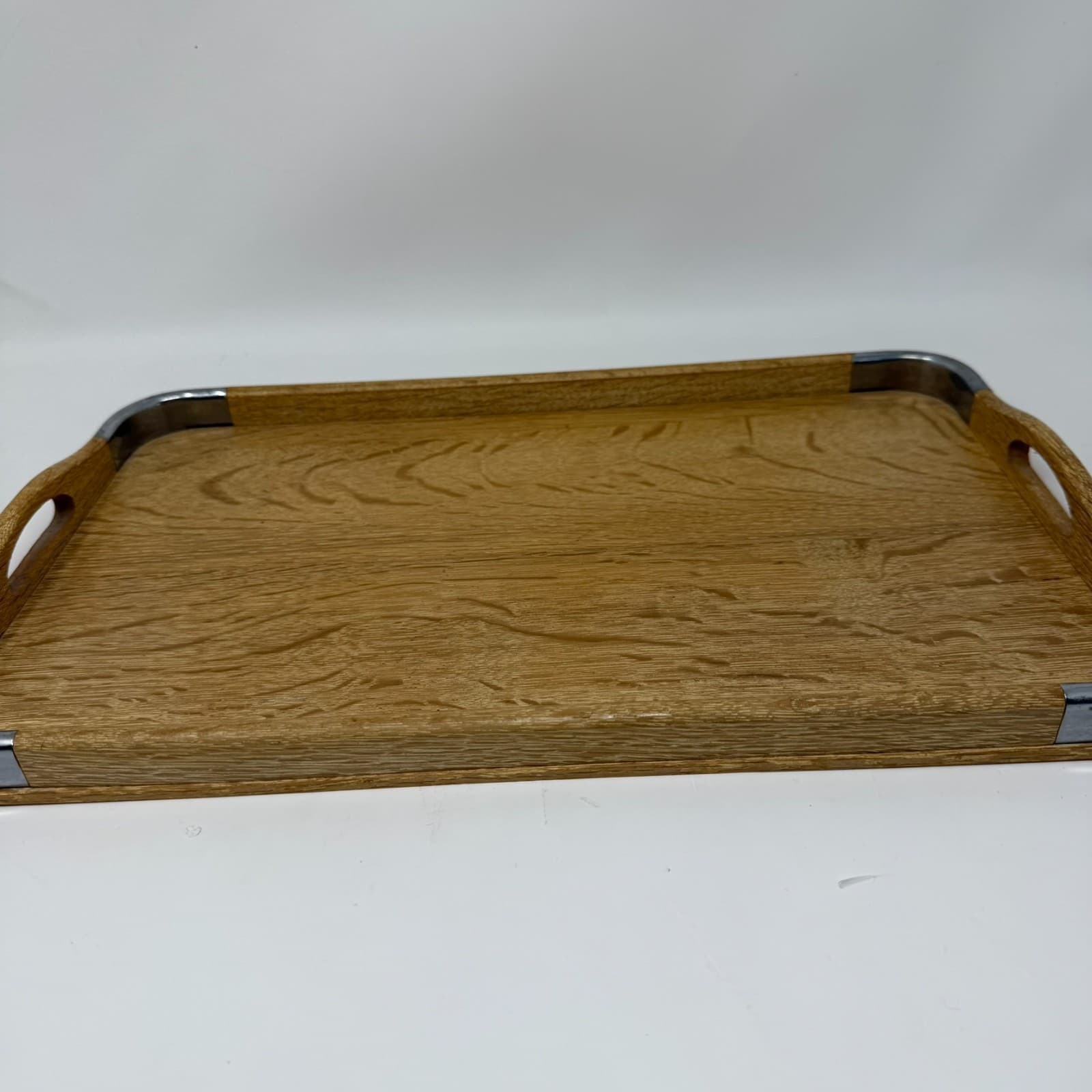 Vintage MCM Loro Line Wood and Metal Nesting Trays 2 Pc Made In Occupied Japan - Thumbnail 12