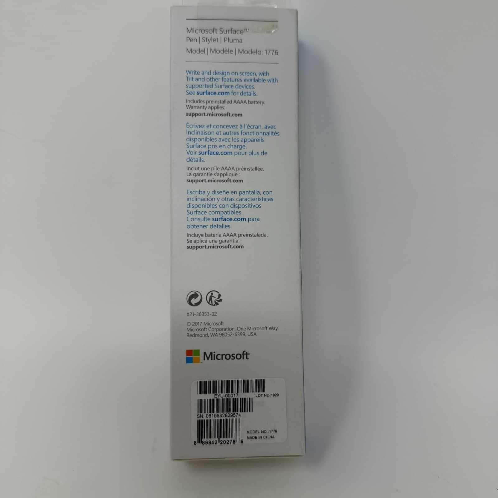 Genuine Microsoft Pen 1776 Stylus for Surface Pro/Book/Go/Studio- Cobalt Blue - Thumbnail 3