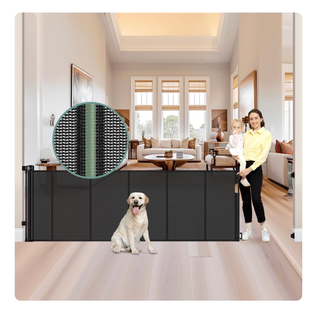 Retractable Pet Baby Safety Gate 37" Tall, Fits 0-159" - Image 1
