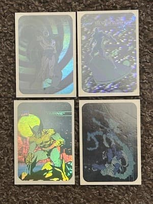 Marvel Hologram Cards MH2 - MH5 Set Magneto Silver Surfer Wolverine SpiderMan - Image 1