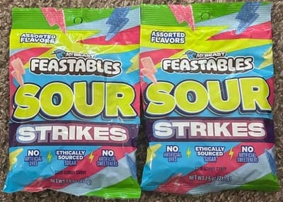 MrBeast Feastables Sour Strikes Gummies 7.5oz 2pk Assorted Flavors Sealed - Image 1
