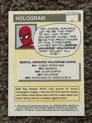 Marvel Hologram Cards MH2 - MH5 Set Magneto Silver Surfer Wolverine SpiderMan - Thumbnail 3