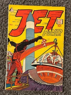 Jet Power Comic No.1 Reissue Sci-Fi Rocket Spaceship Vintage Yellow 10c Used - Image 1