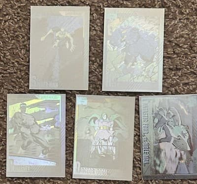 Marvel Hologram Cards Set H1-H5 Spider-Man Hulk Punisher Doctor Doom Mole Man - Image 1