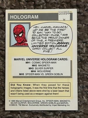 Marvel Hologram Cards MH2 - MH5 Set Magneto Silver Surfer Wolverine SpiderMan - Thumbnail 5