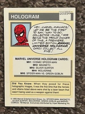 Marvel Hologram Cards MH2 - MH5 Set Magneto Silver Surfer Wolverine SpiderMan - Thumbnail 9