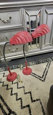 Pair of Vintage Metal Deco Clam Flex Table Lamps - Thumbnail 2